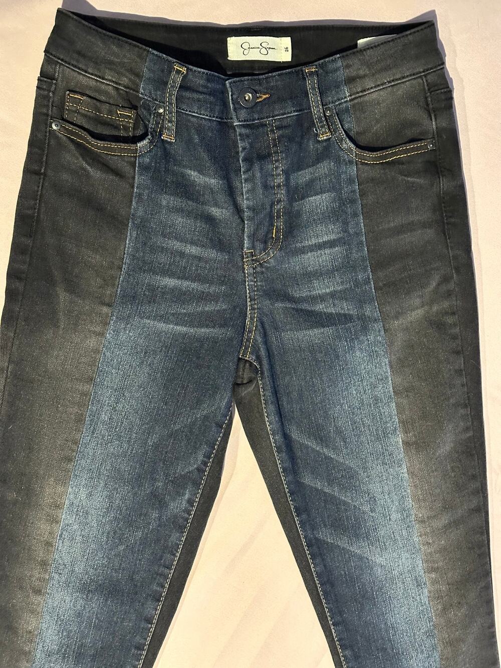 Jessica Simpson Womens Black/Blue Adored High Rise Ankle Jeans Sz 26 Denim Chic